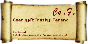 Csernyánszky Ferenc névjegykártya
